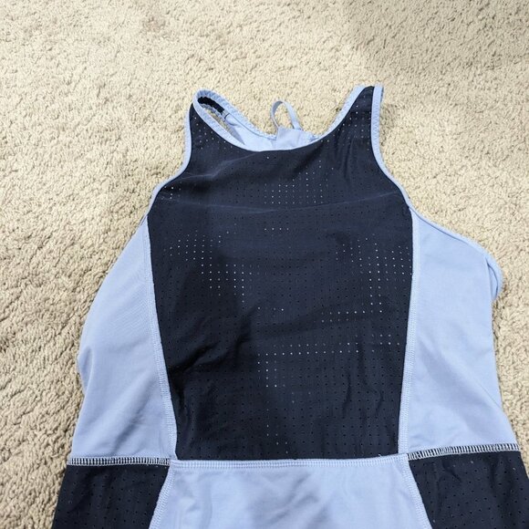 Athleta Cross Train One Piece Swimsuit S Blue zipper back - Picture 2 of 6